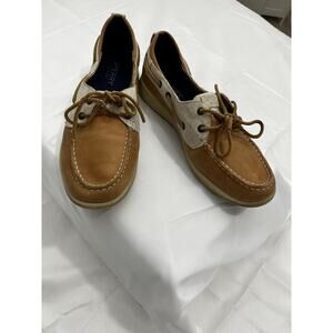 Sperry Top-Sider Women's Tan Leather Lace Up Boat Shoe, Size 9